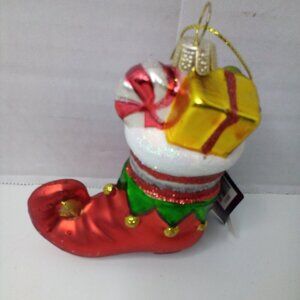 Robert Stanley Home Collection Ornament Boot Stocking Gifts Glitter Red